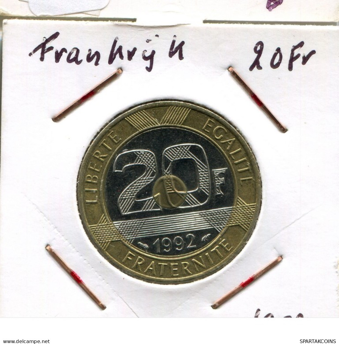 20 FRANCS 1992 FRANCIA FRANCE Trimetallic Moneda #AM687.E.A - 20 Francs