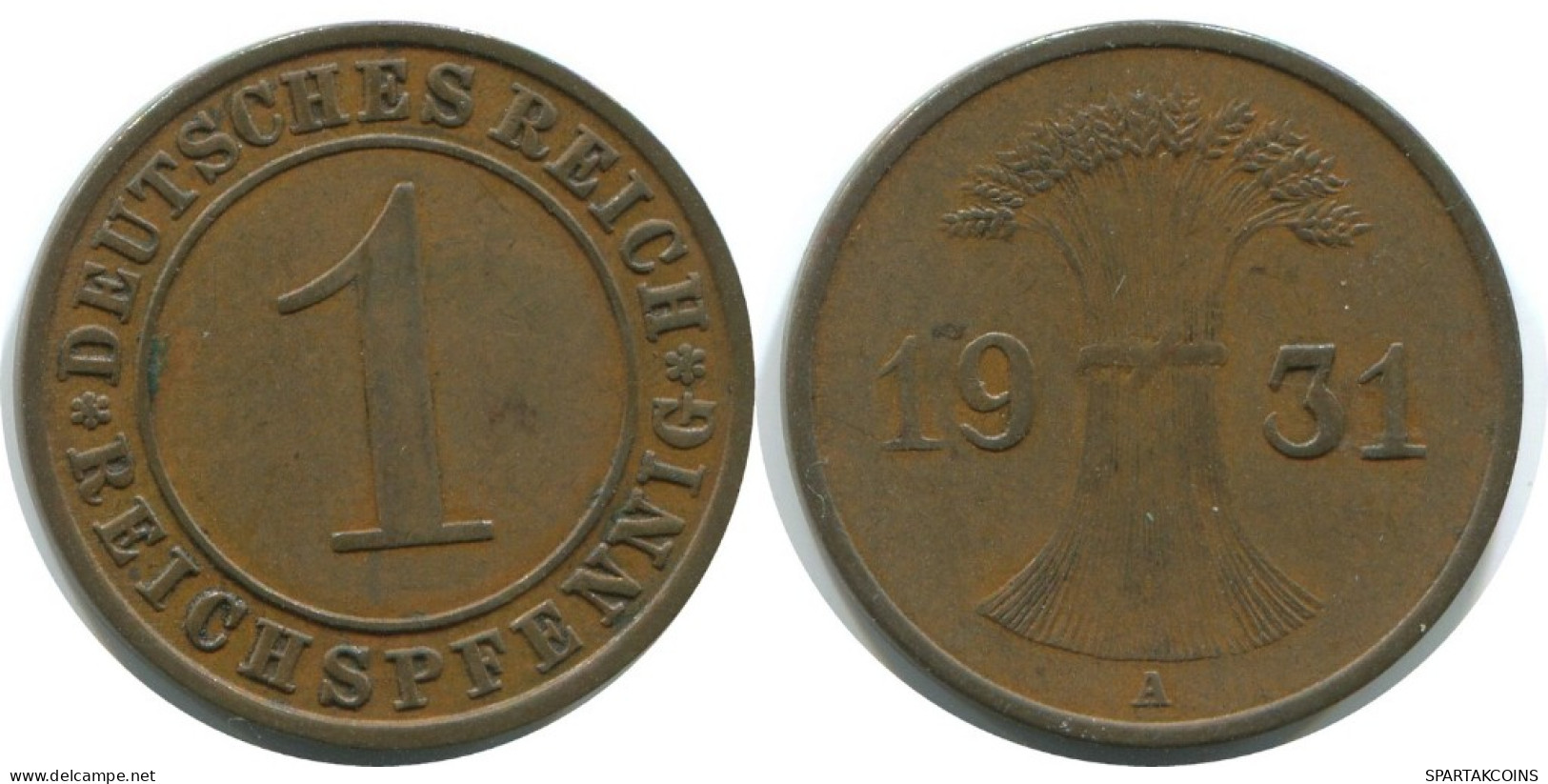1 REICHSPFENNIG 1931 A ALEMANIA Moneda GERMANY #AE240.E.A - 1 Reichspfennig