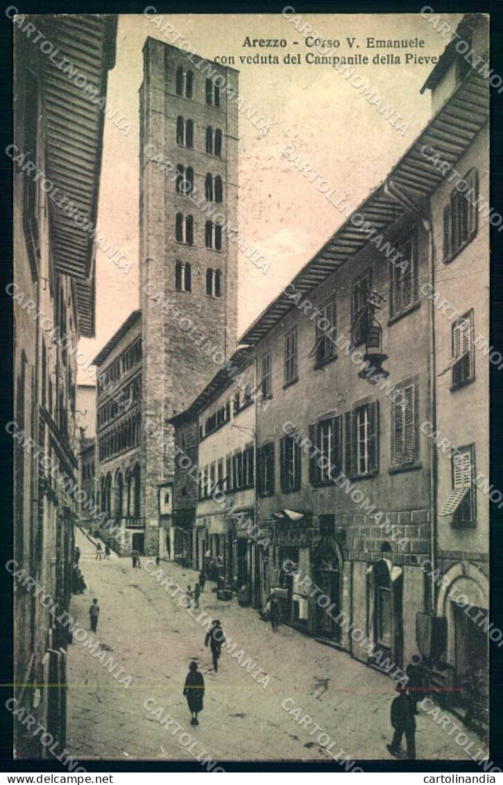 Arezzo Città Corso Vittorio Emanuele Chiesa S. Maria Pieve Cartolina JK0604 - Arezzo