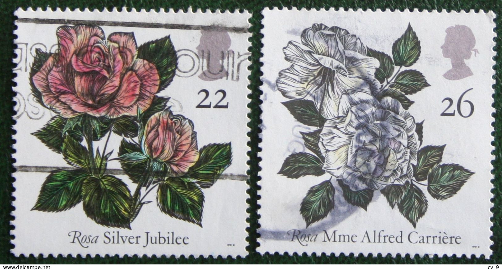 Roses Rose Flower Fleur (Mi 1345-1346) 1991 Used Gebruikt Oblitere ENGLAND GRANDE-BRETAGNE GB GREAT BRITAIN - Usados