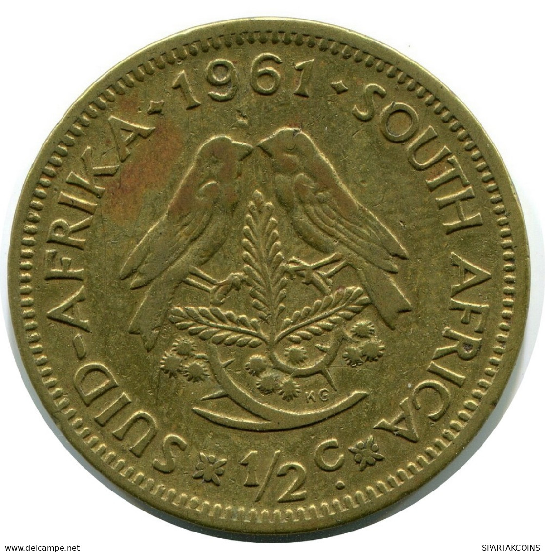 1/2 CENT 1961 SUDAFRICA SOUTH AFRICA Moneda #AX163.E.A - Südafrika