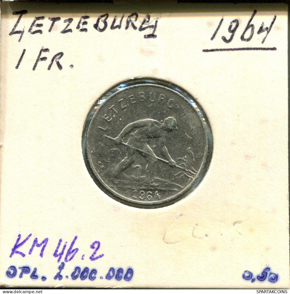 1 FRANC 1964 LUXEMBURGO LUXEMBOURG Moneda #AT205.E.A - Lussemburgo