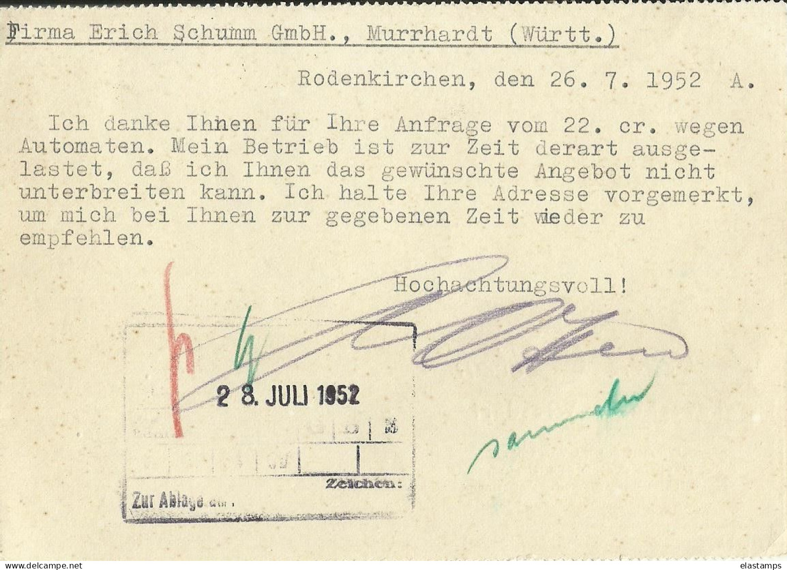 BDR GS1952 - Postkaarten - Gebruikt