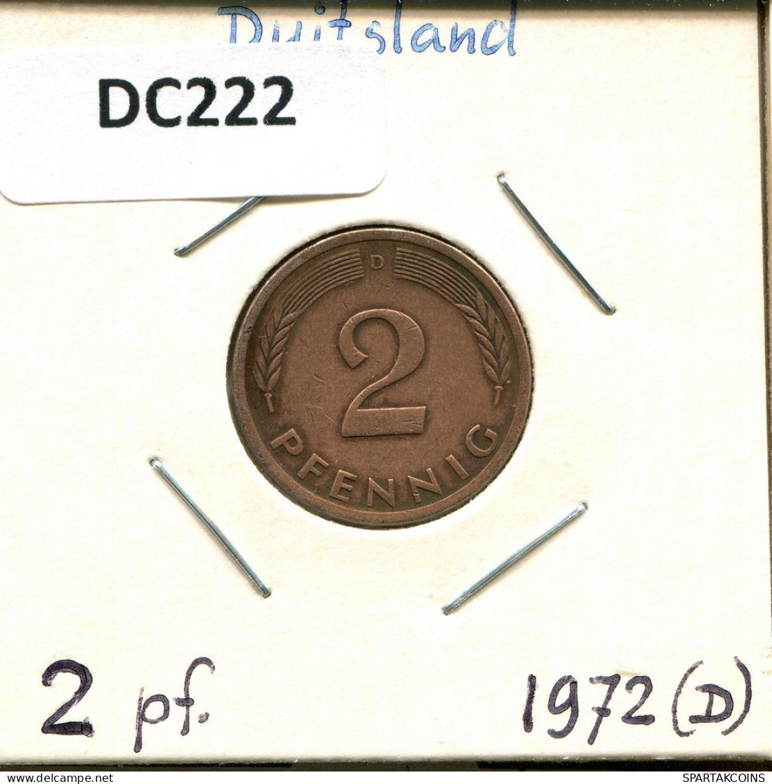 2 PFENNIG 1972 D BRD ALEMANIA Moneda GERMANY #DC222.E.A - 2 Pfennig