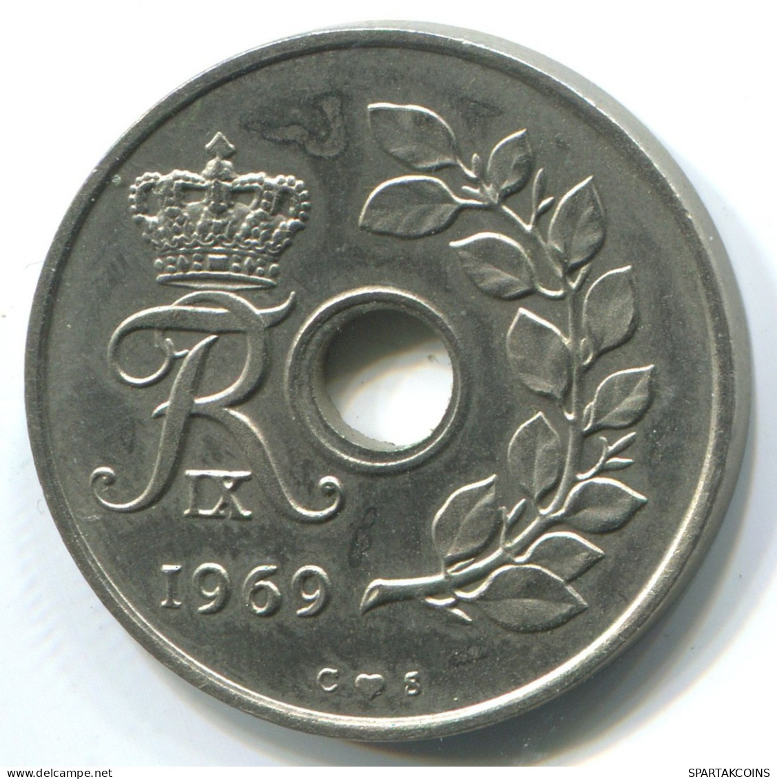 25 ORE 1969 DENMARK Coin #WW1022.U.A - Denmark