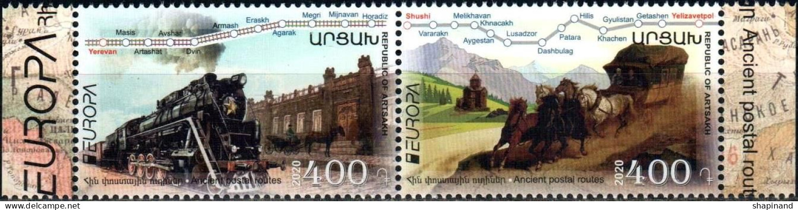 Artsakh 2020 "Europa - 2020 "Ancient Postal Routes" 2v Zd Quality:100% - Armenia