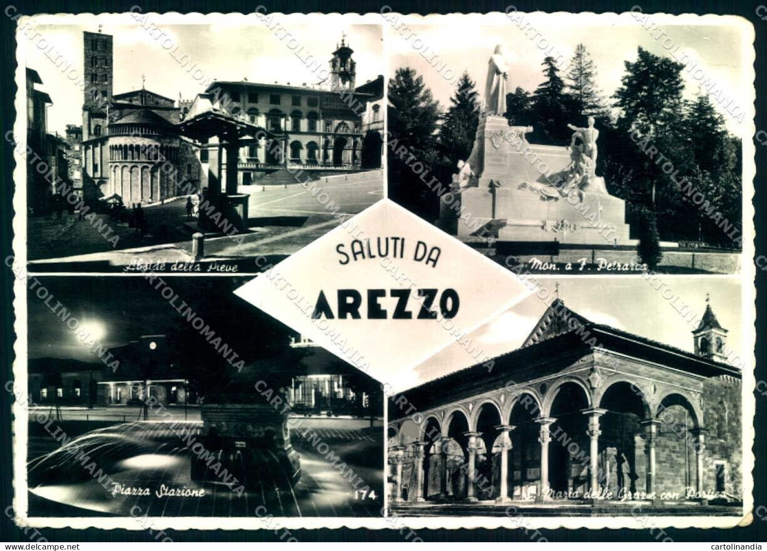 Arezzo Città Monumento Petrarca PIEGHINE Saluti Da Foto FG Cartolina JK0237 - Arezzo