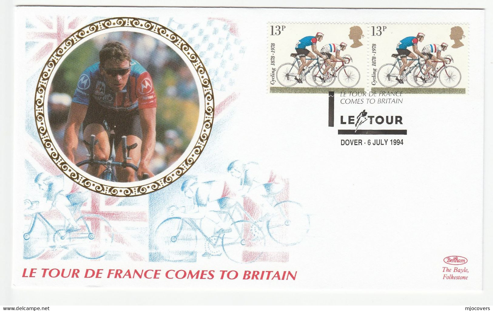 CYCLING Special SILK 1994 TOUR DE FRANCE In BRITAIN DOVER Event COVER Gb Stamps Bicycle Bike Sport - Cycling