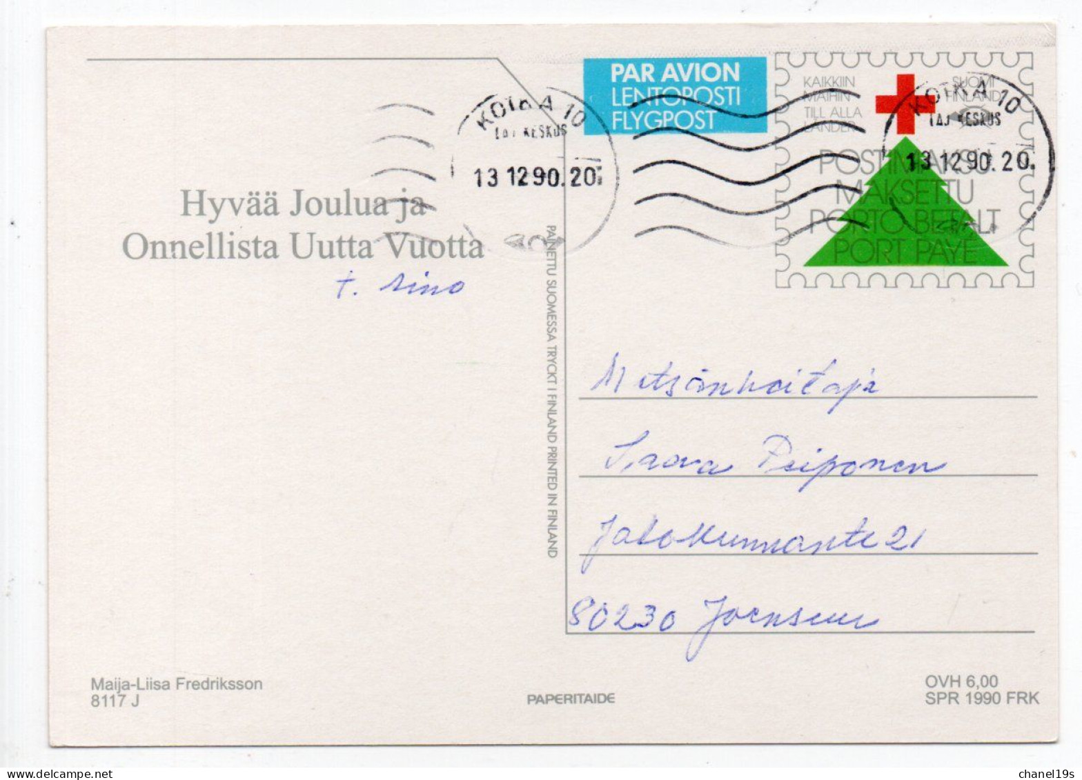 Postal Stationery RED CROSS - FINLAND - NATIVITY - USED - Artist MAIJA-LIISA FREDRIKSSON - Postwaardestukken