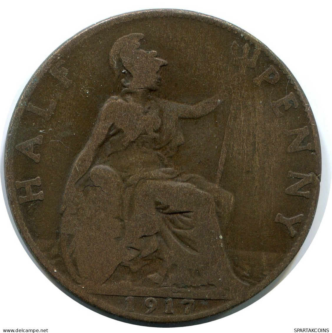 HALF PENNY 1917 UK GRANDE-BRETAGNE GREAT BRITAIN Pièce #AZ658.F.A - C. 1/2 Penny