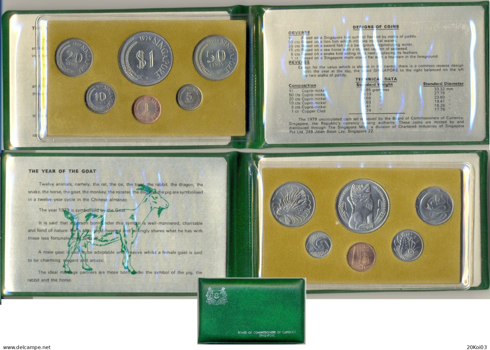 Singapore Coin Set Coins 1979 Uncirculated, The Year Of The Goat, Board Of Commissioners Of Currency_SUP - Singapur