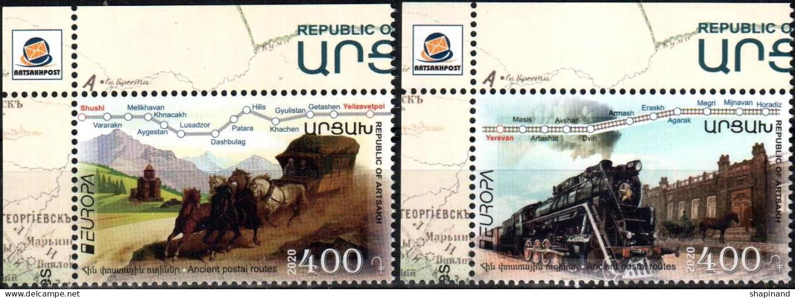 Artsakh 2020 "Europa - 2020 "Ancient Postal Routes" 2v Quality:100% - Arménie