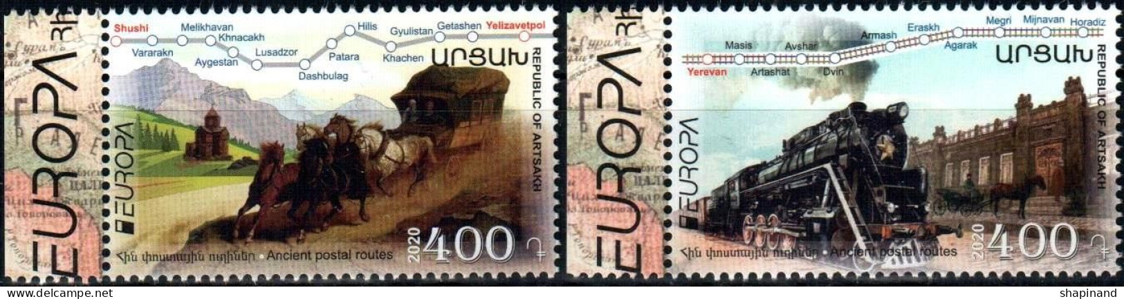 Artsakh 2020 "Europa - 2020 "Ancient Postal Routes" 2v Quality:100% - Armenia