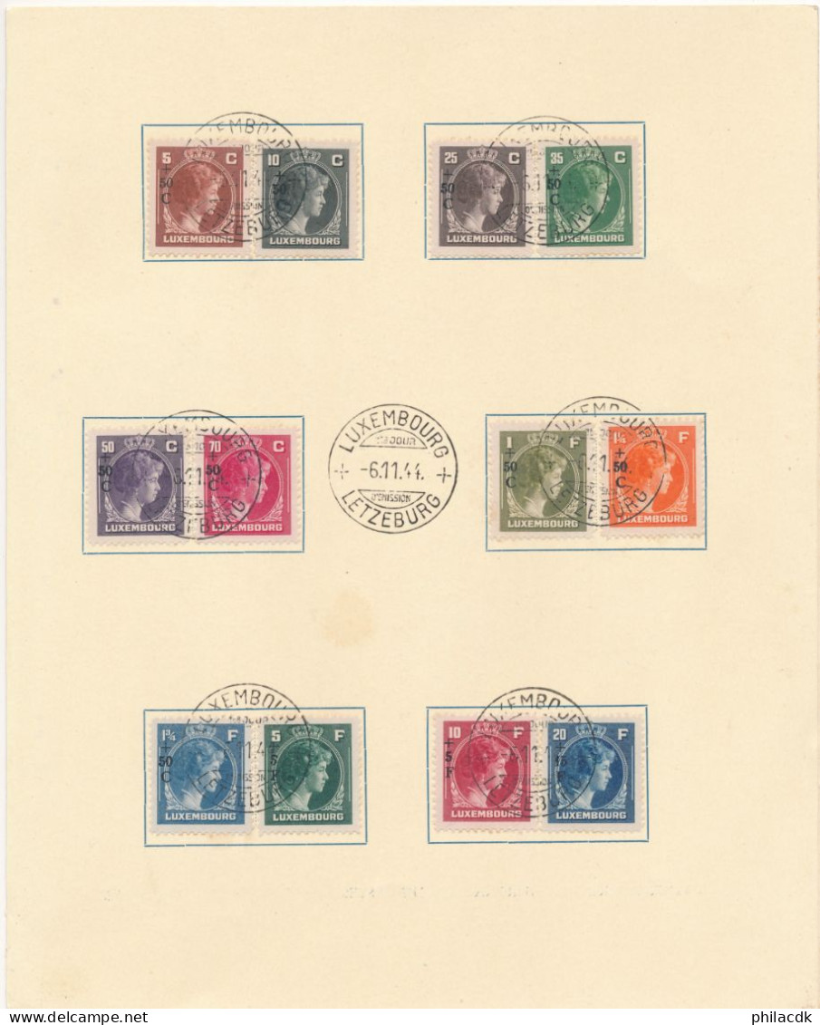 LUXEMBOURG - 12 TIMBRES OBLITERES DU 6 NOVEMBRE 1944 PREMIERE EMISSION APRES LA LIBERATION SUR DOCUMENT N° 62582 - Covers & Documents