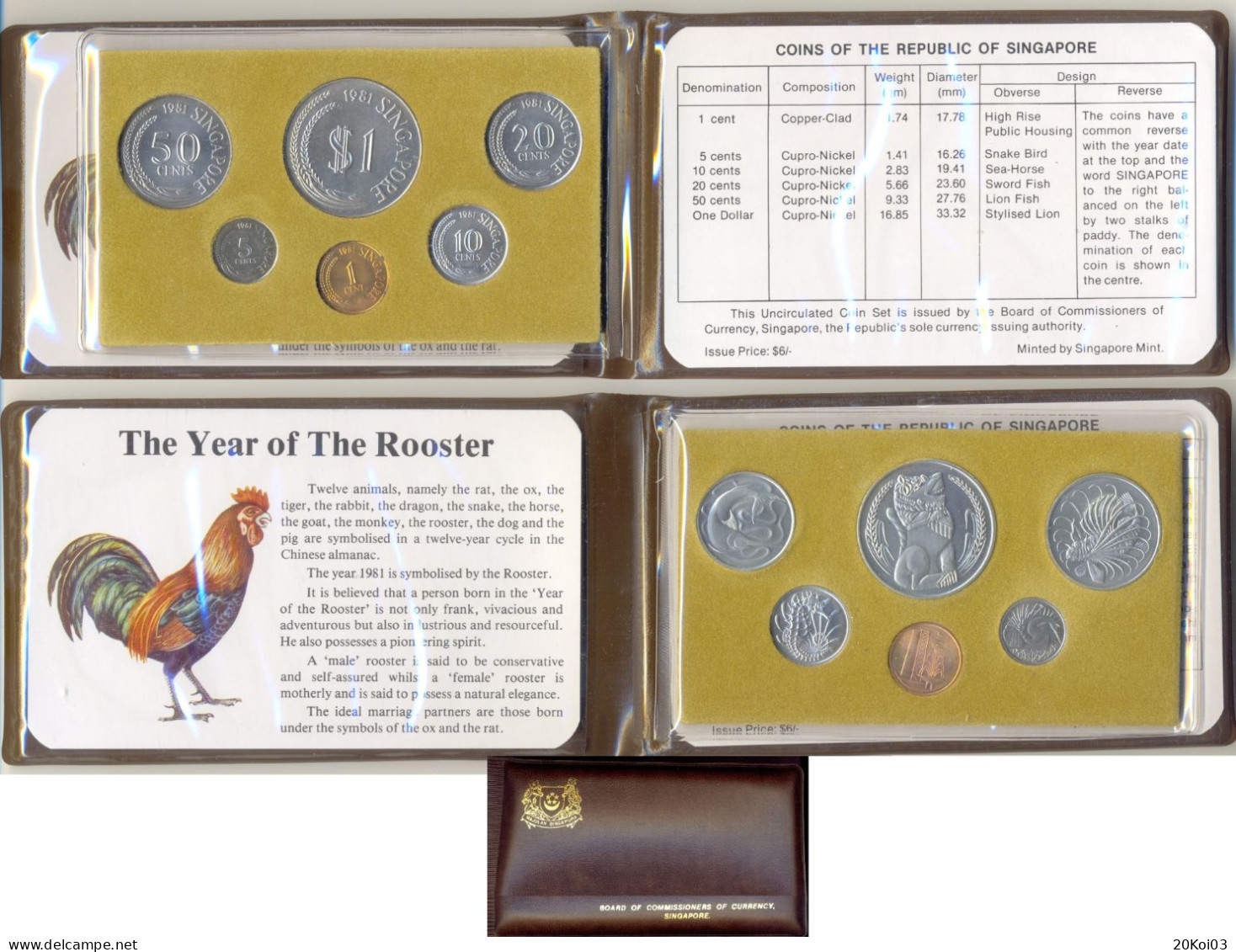 Singapore Set Coins 1981 Uncirculated, The Year Of The Rooster, Board Of Commissioners Of Currency Coin_SUP - Singapore