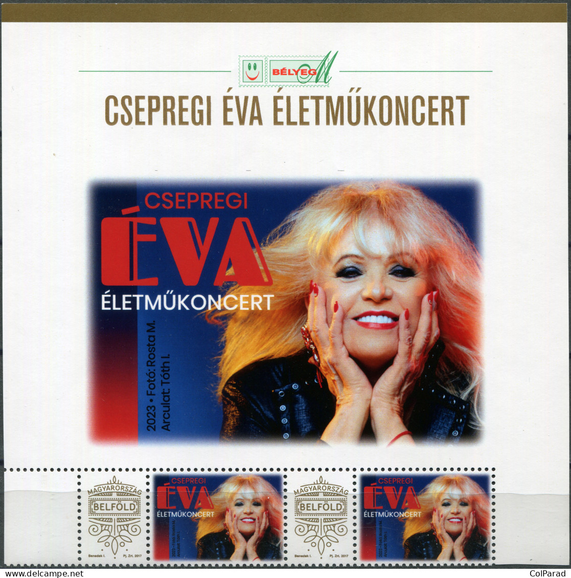 HUNGARY - 2023 -  BLOCK WITH DESIGNED FIELDS MNH ** - Éva Csepregi, Singer - Nuovi