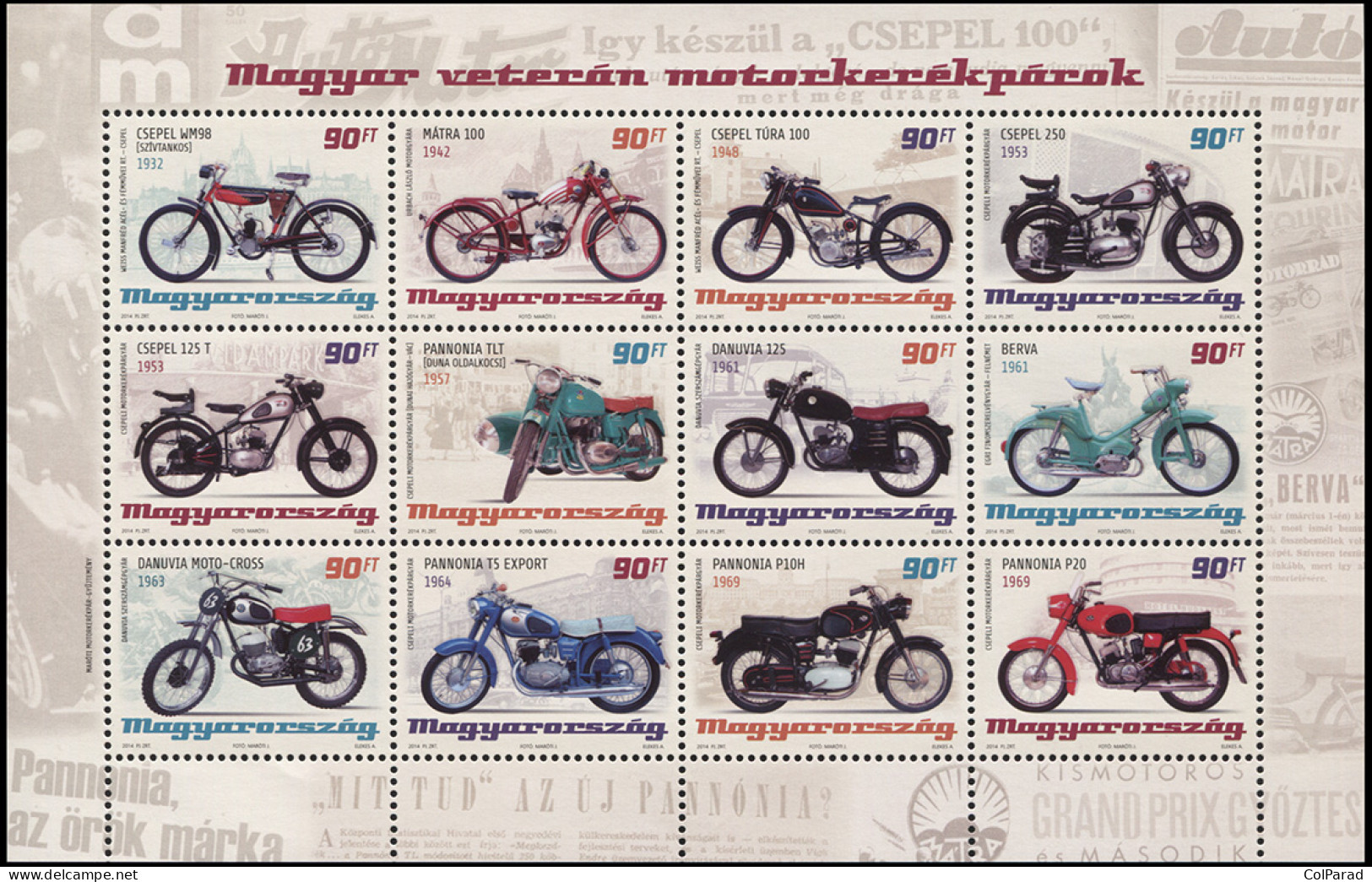 HUNGARY - 2014 - MINIATURE SHEET MNH ** - Hungarian Old-Timer Motorcycles - Unused Stamps