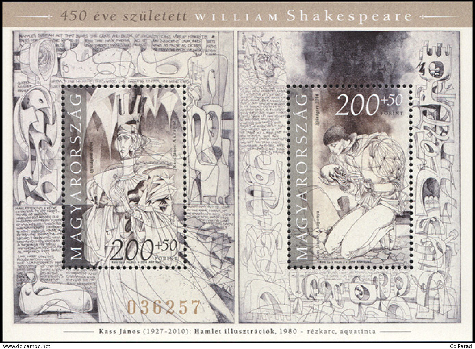 HUNGARY - 2014 - S/S MNH ** - 450 Years Of The Birth Of William Shakespeare - Unused Stamps