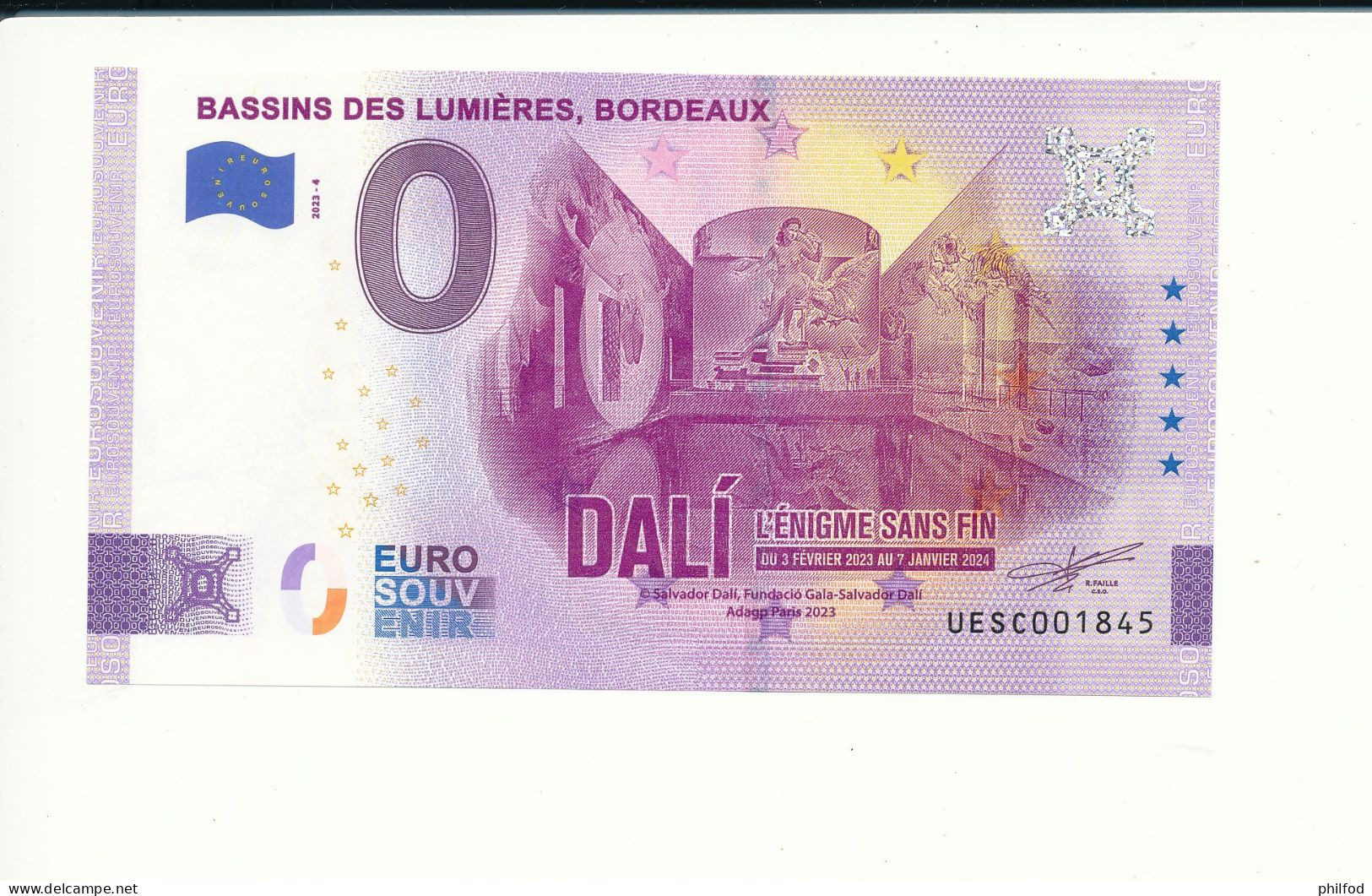 Billet Touristique 0 Euro - BASSINS DE LUMIERES, BORDEAUX - UESC - 2023-4 - N° 1845 - Andere & Zonder Classificatie