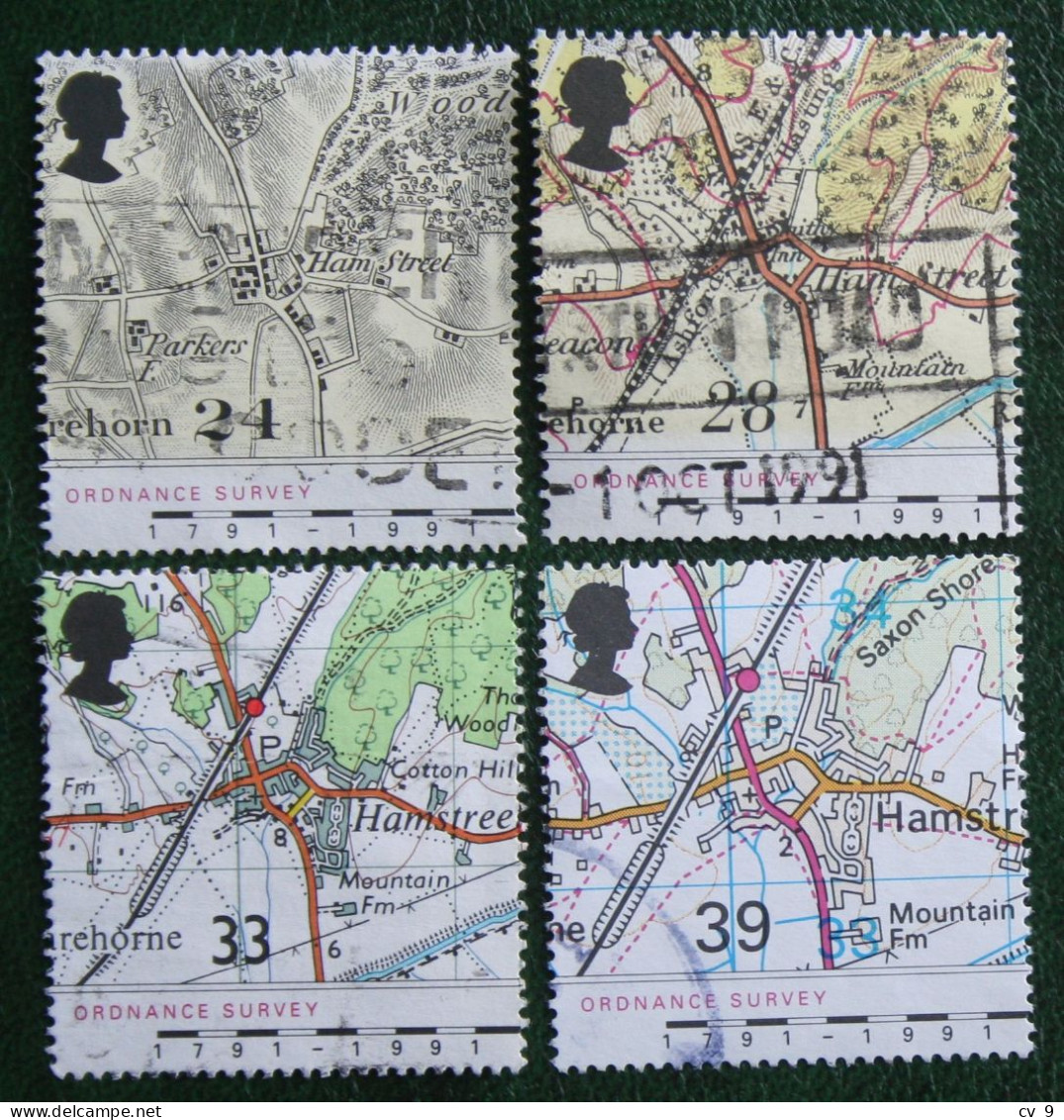 ORDNANCE SURVEY MAPS ANNIVERSARY (Mi 1363-1366) 1991 Used Gebruikt Oblitere ENGLAND GRANDE-BRETAGNE GB GREAT BRITAIN - Used Stamps
