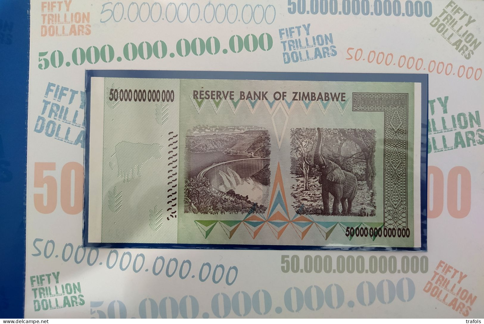 Zimbabwe - 50 Trillion Dollars 2008 - AA0 Serie P. 90 UNC In Folder - High Denomination - Best Price You Can Find! - Simbabwe