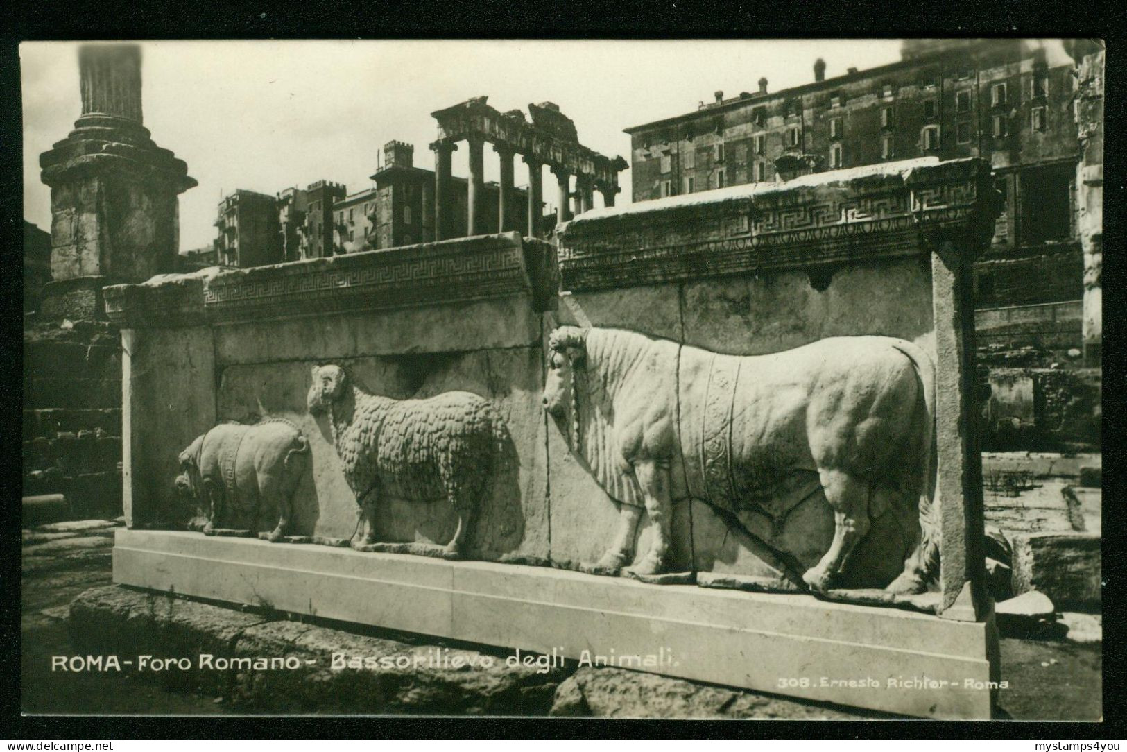 Ak Italy, Roma | Foro Romano Bassorolievo Degli Animali (1929 Roma > Denmark) #ans-2017 - Autres Monuments, édifices