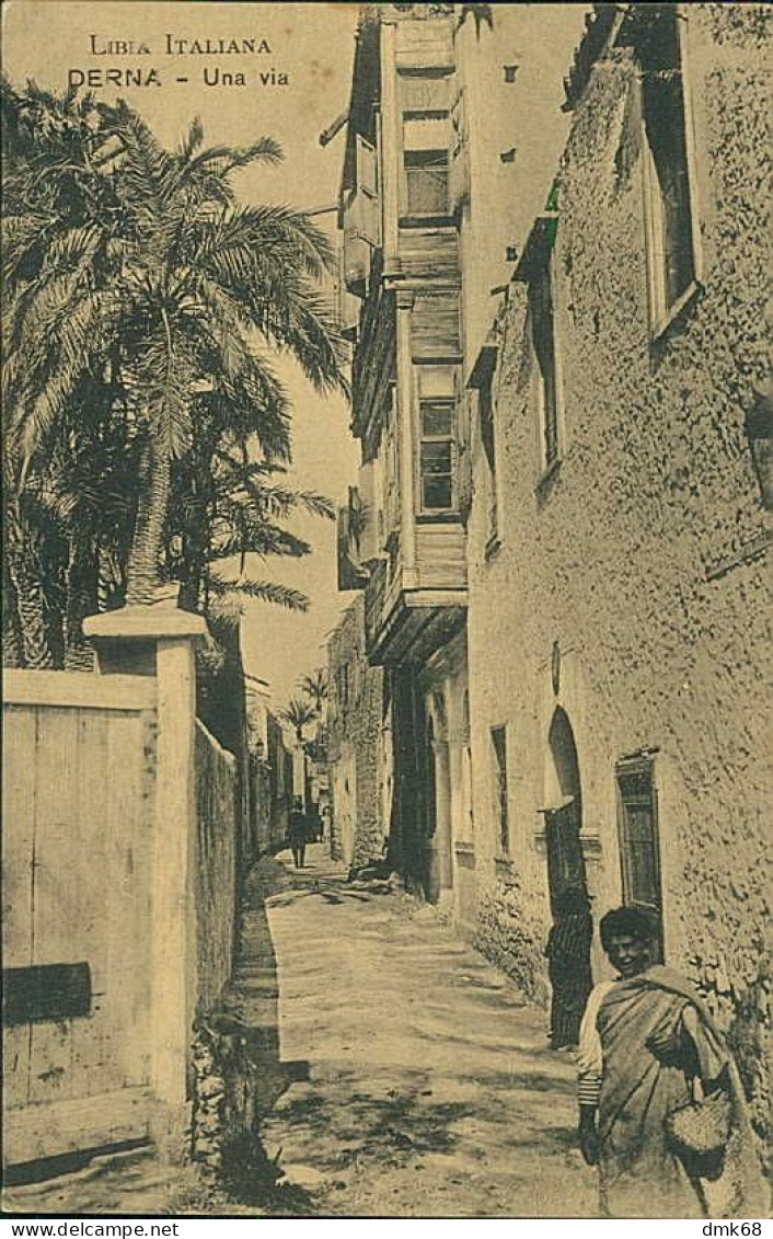 LIBYA / LIBIA ITALIANA - DERNA - UNA VIA -1920s (12469) - Libyen