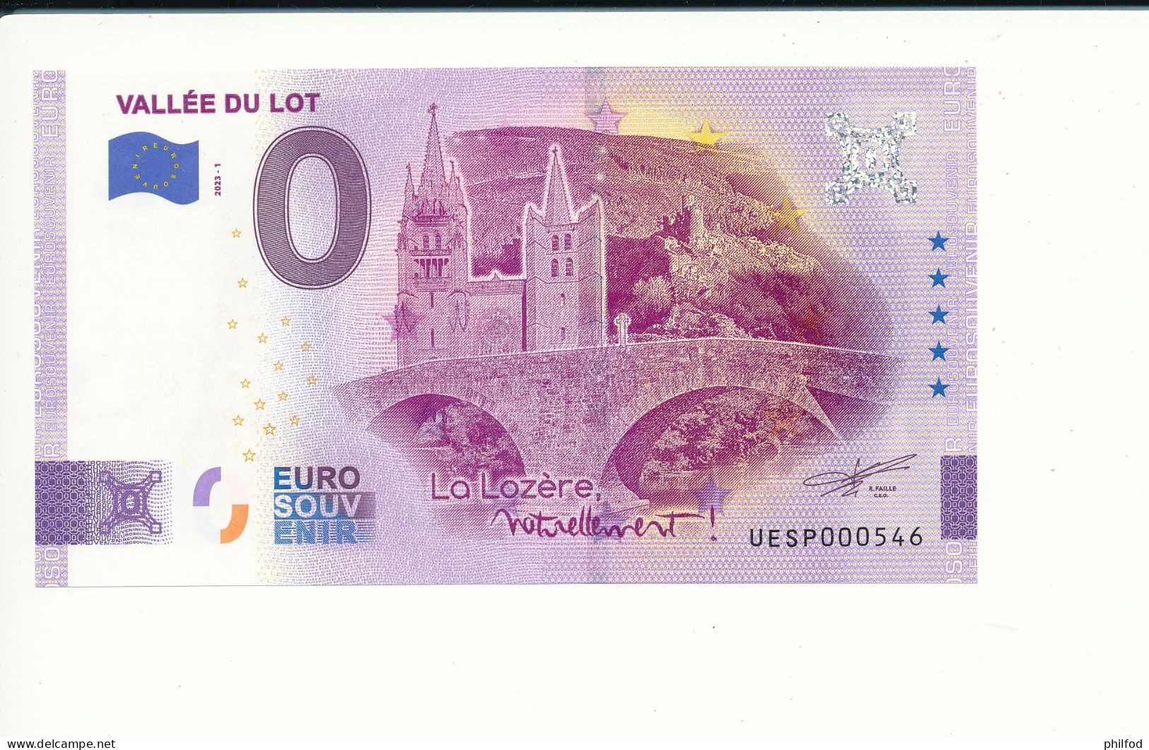 Billet Touristique 0 Euro - VALLÉE DU LOT - UESP - 2023-1 - N° 546 - Autres & Non Classés