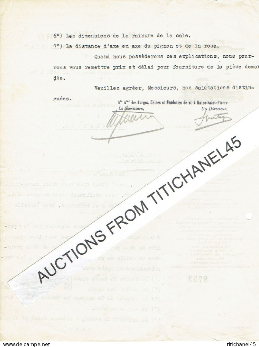 Lettre Illustrée 1938 - HAINE-SAINT-PIERRE - FORGES-USINES & FONDERIES - Locomotives, Tenders, Wagons, - Otros & Sin Clasificación