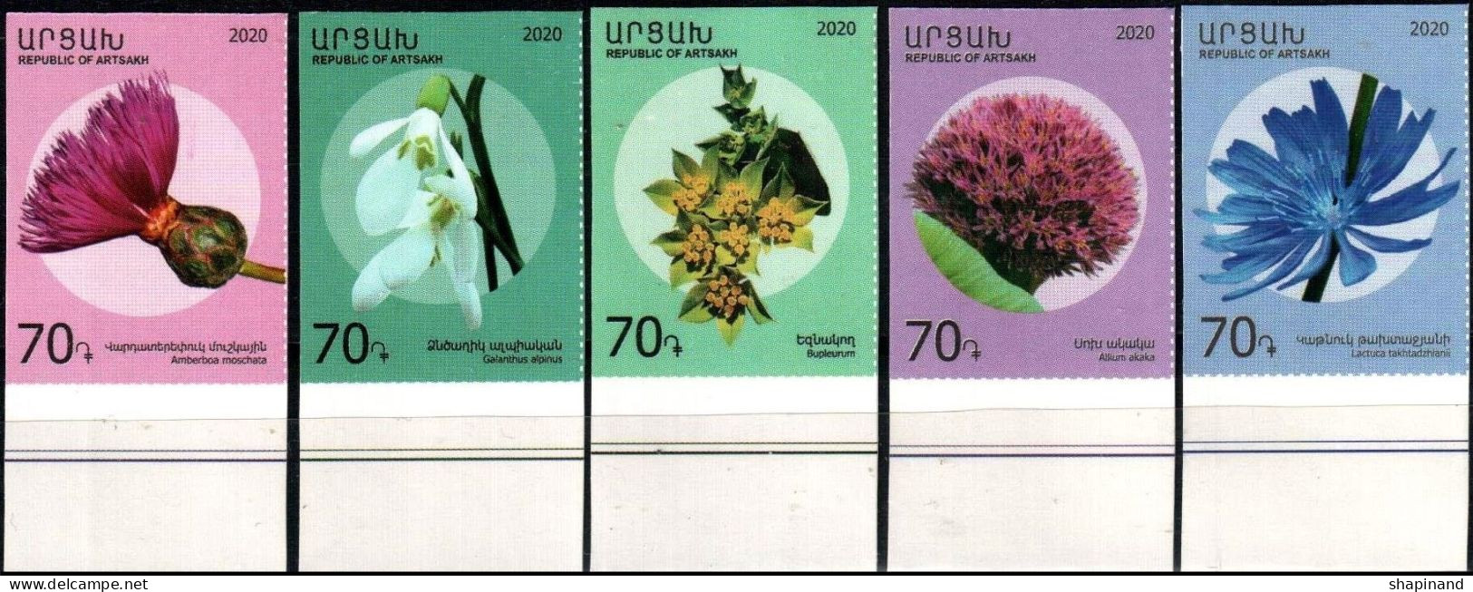 Artsakh 2020 "Flowers" 5v Quality:100% - Arménie