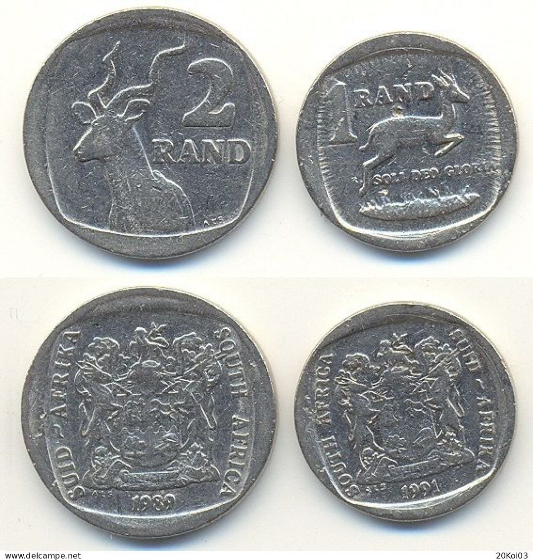 South Africa 2 Rand 1989, Suid Afrika 1 Rand 1991 - Sudáfrica