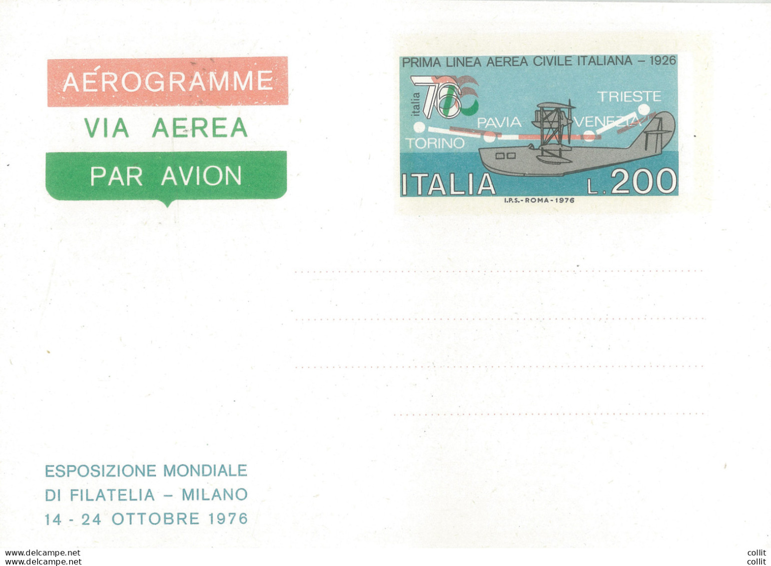 Aerogramma Italia '76 Lire 200 Stampa Spostata - Ganzsachen