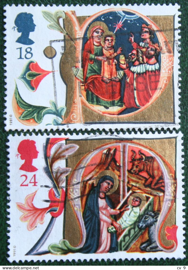 Natale Weihnachten Xmas Noel Mi 1367 1368 1991 Used Gebruikt Oblitere ENGLAND GRANDE-BRETAGNE GB GREAT BRITAIN - Used Stamps