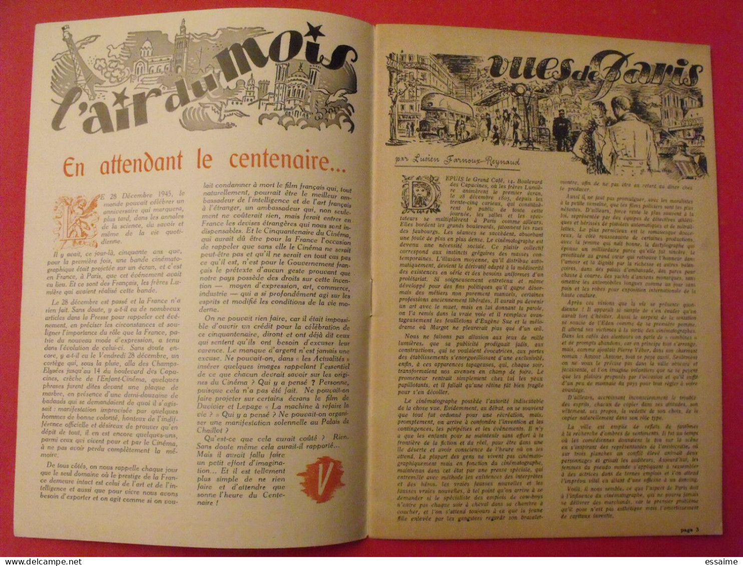 Revue "Vues De France" N° 15 De Février 1946. Viviane Romance Enfants Du Paradis Cocteau Carné Prévert Dréville Gabin - War 1939-45