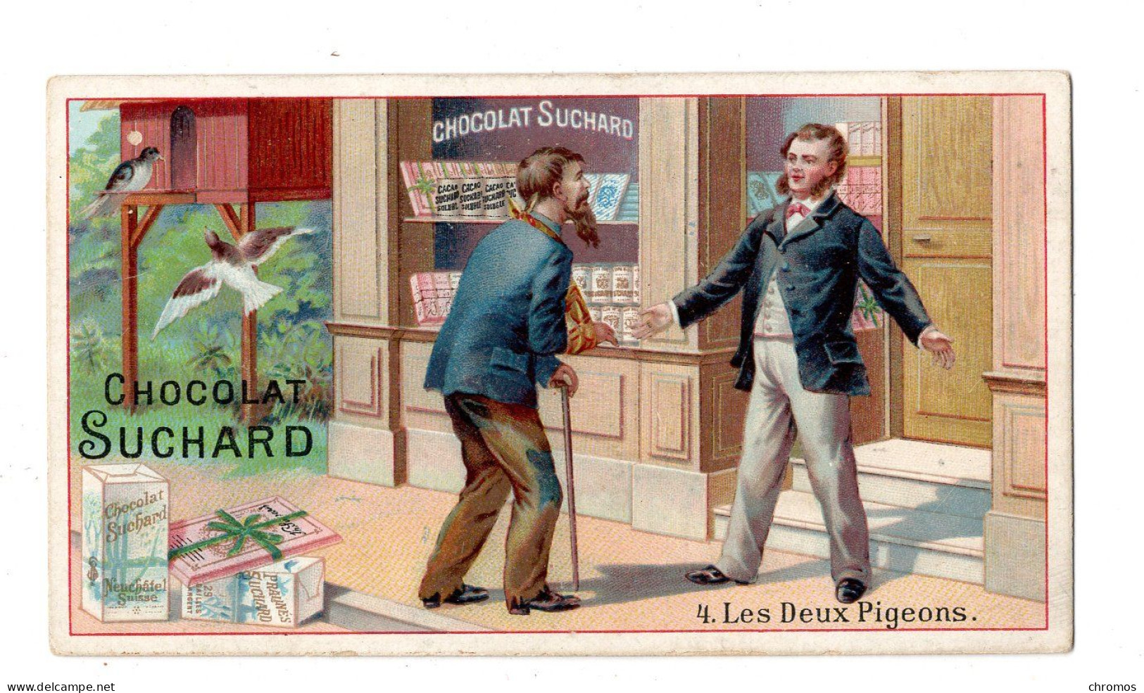 Chromo Chocolat Suchard, 116 / 4, Fables De La Fontaine, Les Deux Pigéons - Suchard