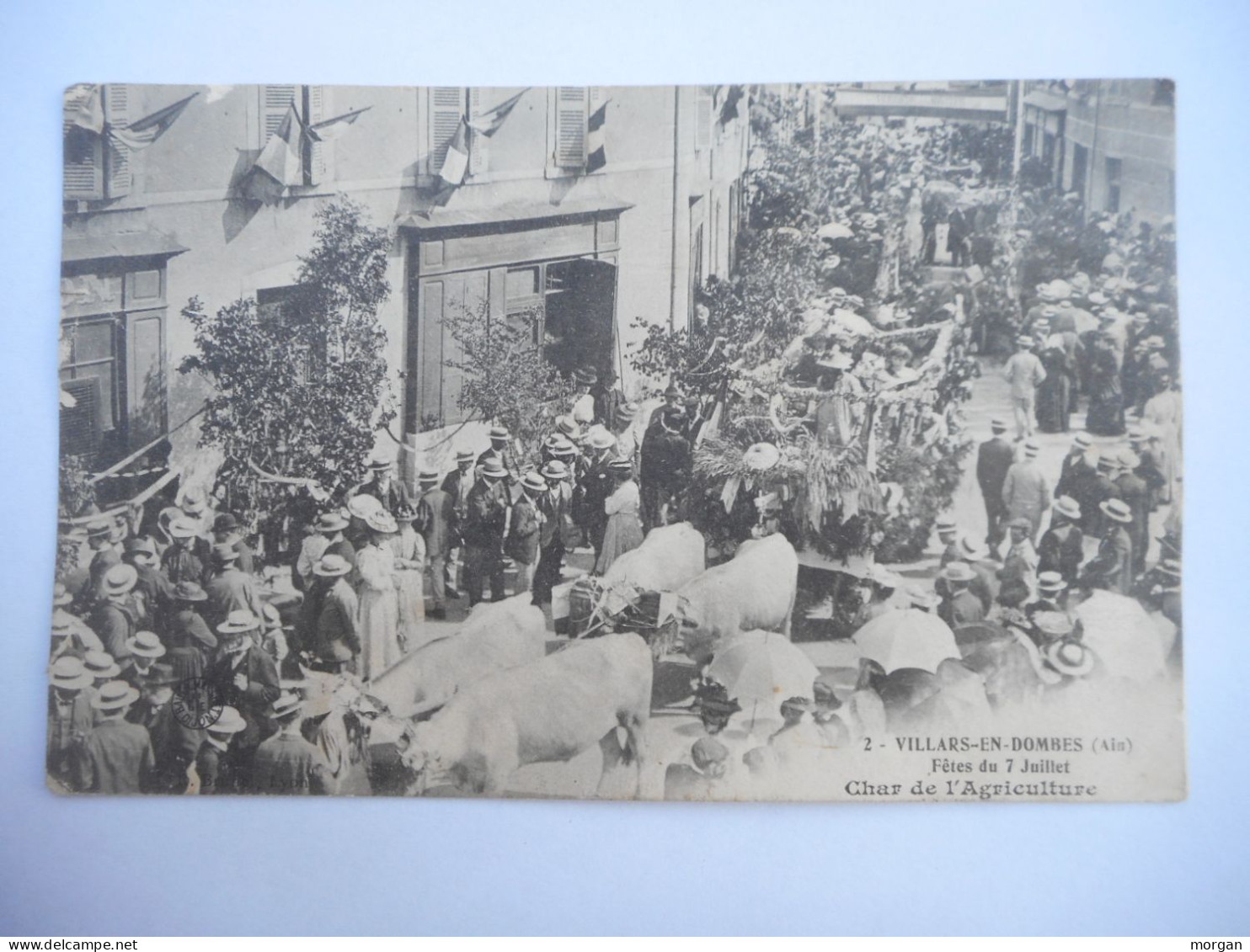 CPA 01 - VILLARS EN DOMBES - RARE ANIMATION FETES DU 7 JUILLET  CHAR DE L'AGRICULTURE - Villars-les-Dombes