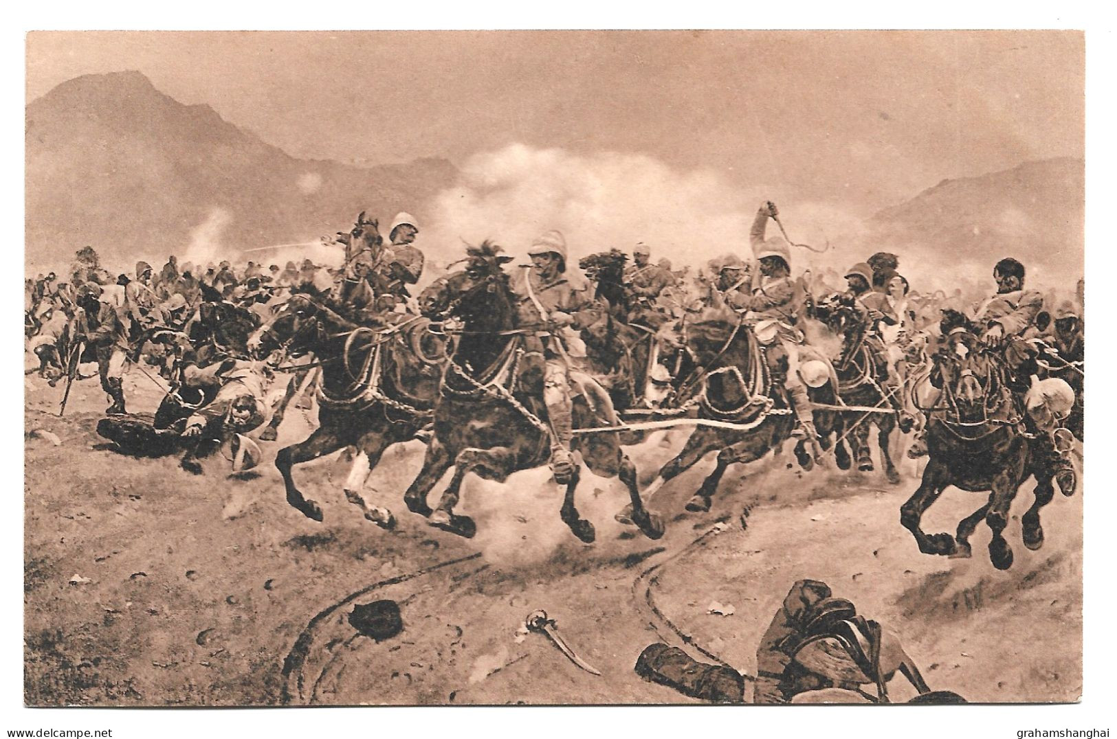 Postcard Painting Of Royal Horse Artillery At Battle Of Maiwand Second Anglo-Afghan War 1883 Posted 1912 From Canada - Other Wars