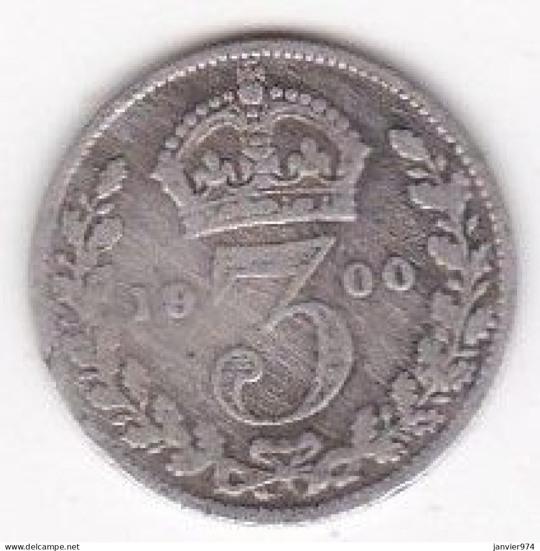 Grande Bretagne 3 Pence 1900 Victoria, En Argent, KM# 777 - F. 3 Pence