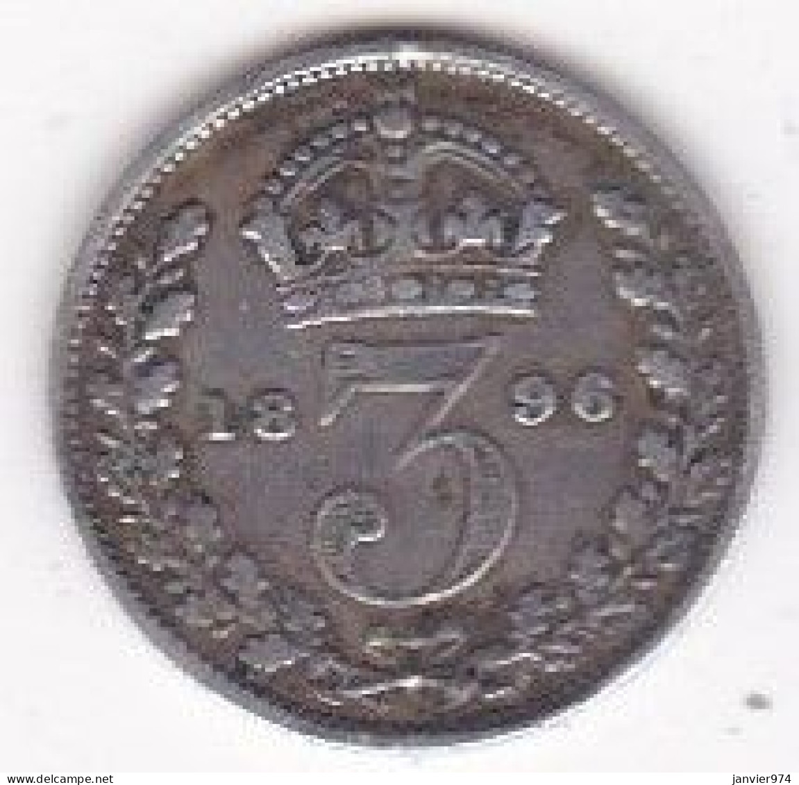 Grande Bretagne 3 Pence 1896 Victoria, En Argent, KM# 777 - F. 3 Pence