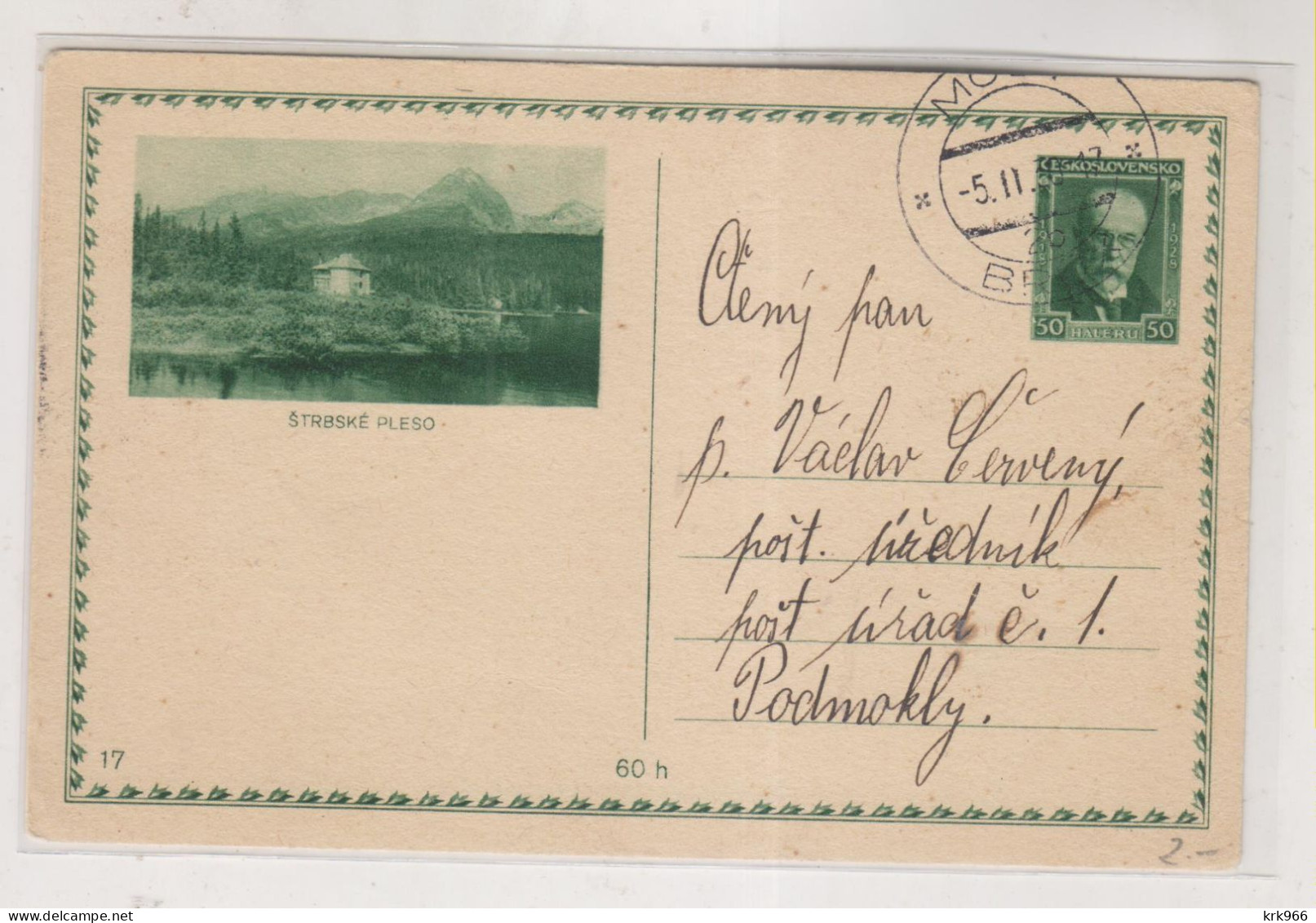 CZECHOSLOVAKIA  1930 MOST ,postal Stationery STRBSKE PLESO - Postales