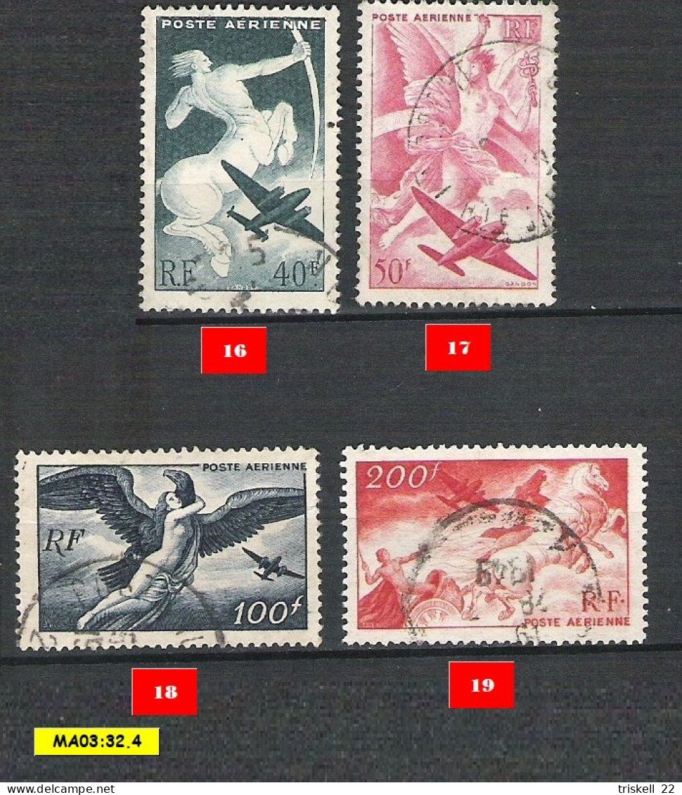 Poste Aérienne Oblitérés : N° 16-17-18-19  (lot 19) - 1927-1959 Usati