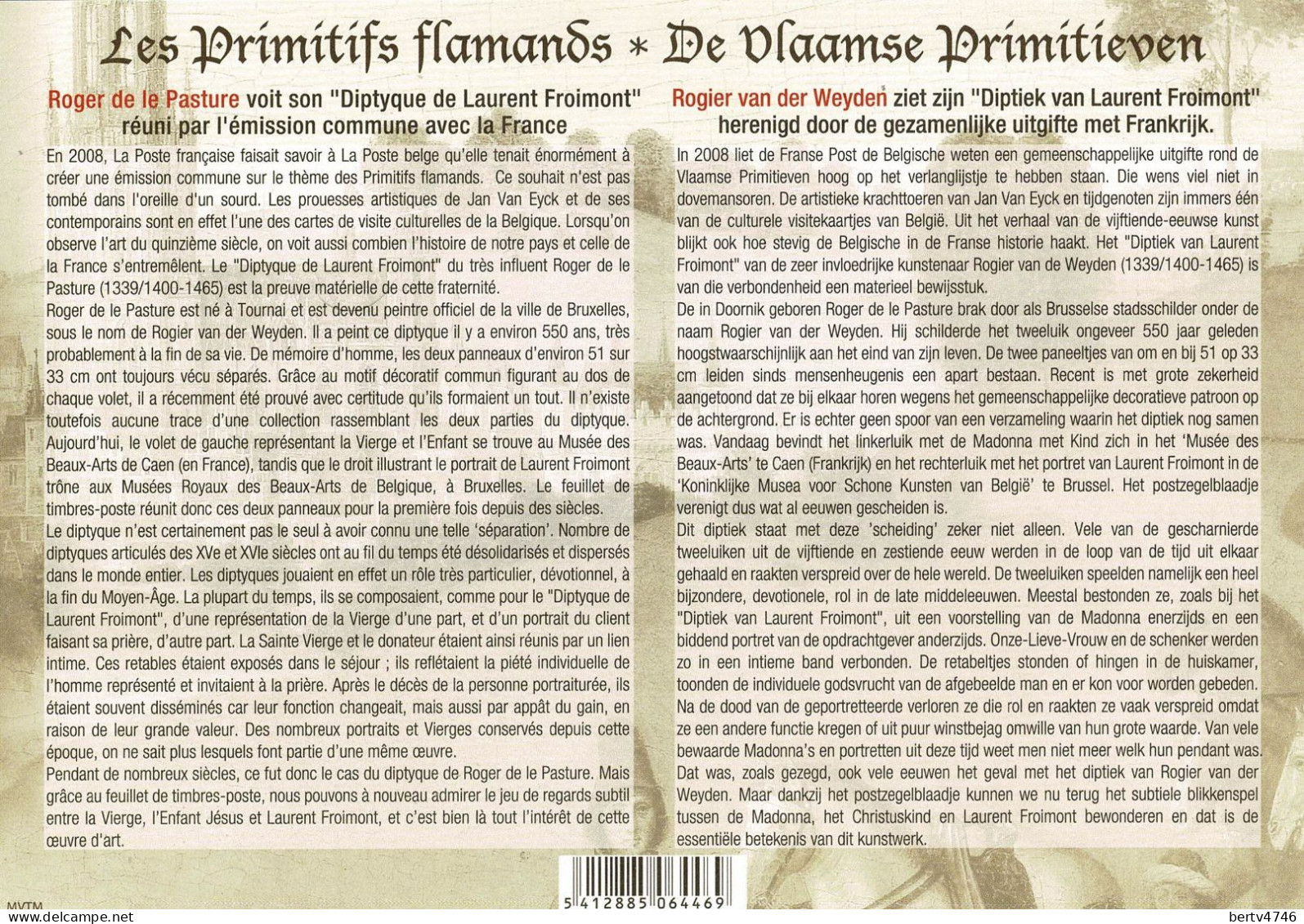 Belg. 2010 - 4085HK België/Frankrijk - Belgique/France  - Les Primitifs Flamands / Vlaamse Primitieven - Souvenir Cards - Joint Issues [HK]