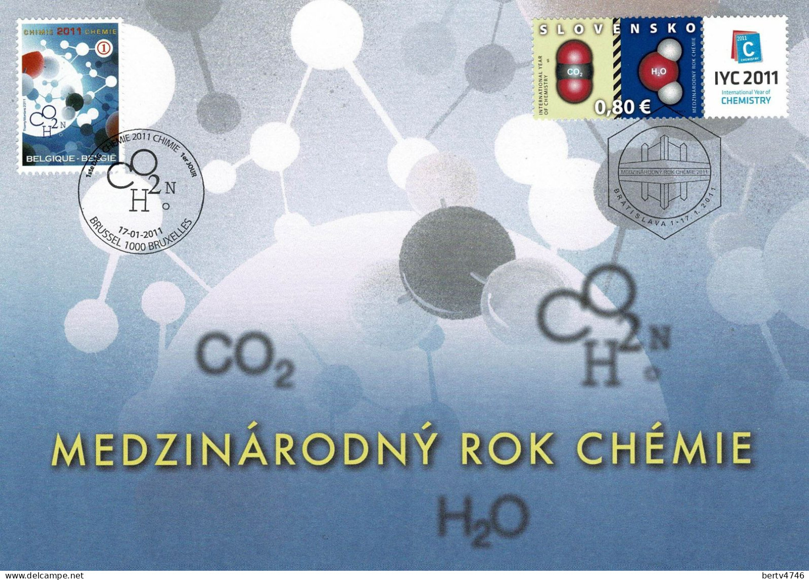 Belg. 2011 - 4096HK België/Slovakije - Belgique/Slovaquie  - Int. Jaar V/d Chemie / Année Int. De La Chémie - Cartes Souvenir – Emissions Communes [HK]