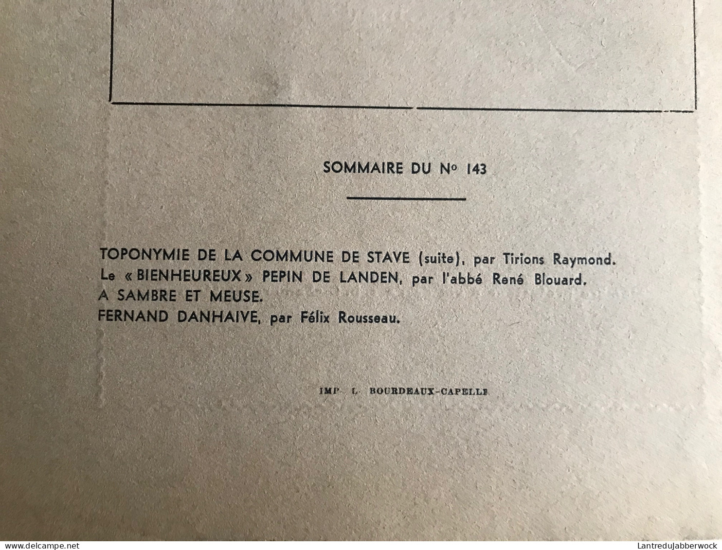 LE GUETTEUR WALLON 143 1958 Régionalisme Toponymie De La Commune De Stave Bienheureux Pépin De Landen Fernand DANHAIVE - Belgique