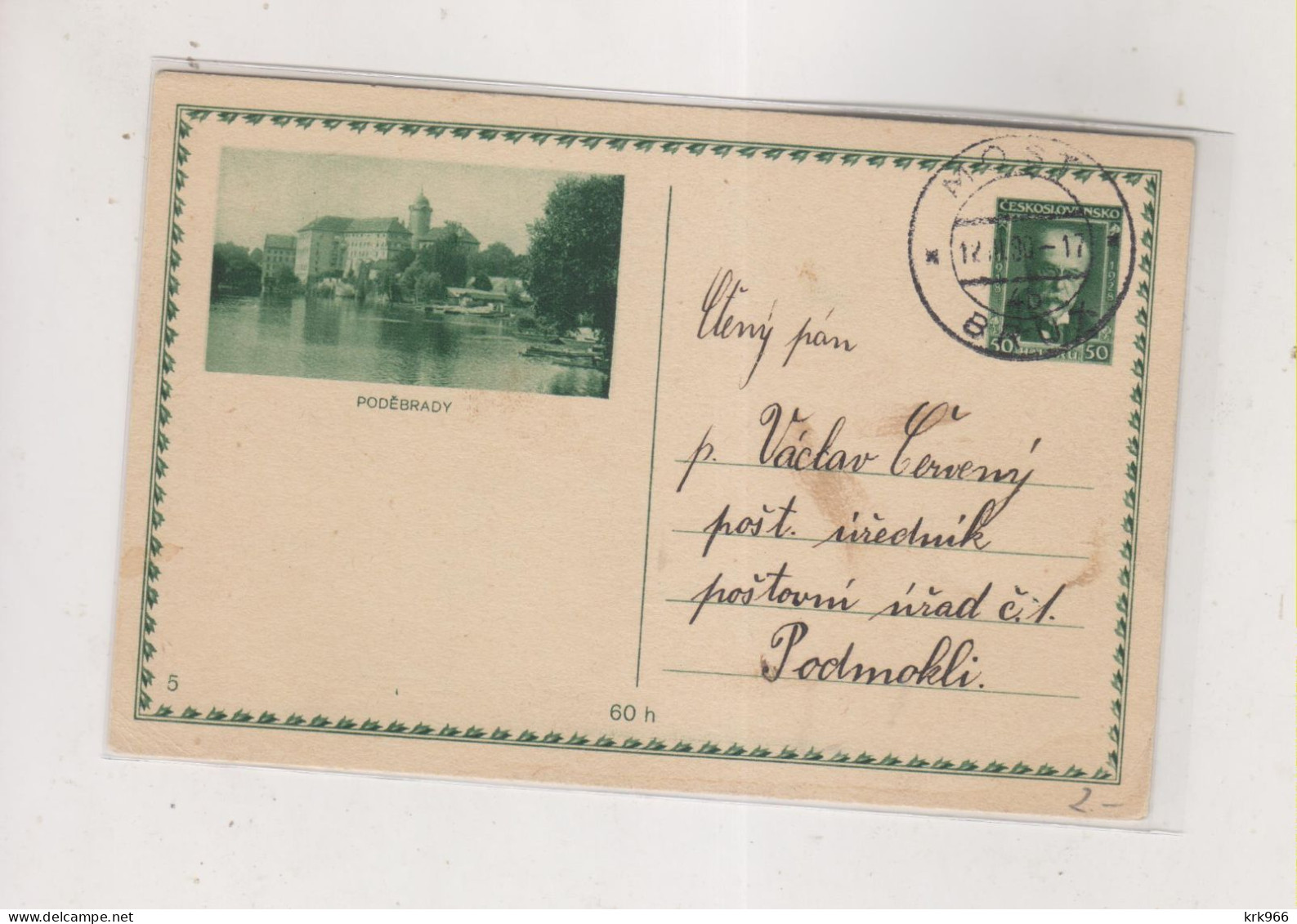 CZECHOSLOVAKIA  1930 MOST ,postal Stationery PODEBRADY - Cartes Postales