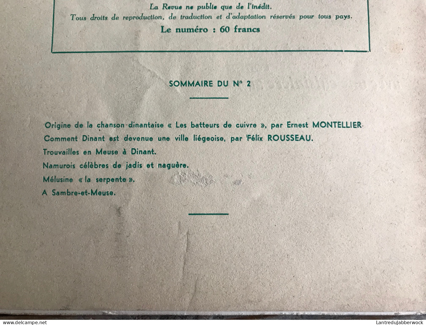 LE GUETTEUR WALLON 2 1960 Régionalisme Origines De La Chanson Dinant Les Batteurs De Cuivre Mélusine La Serpente Meuse - Belgique