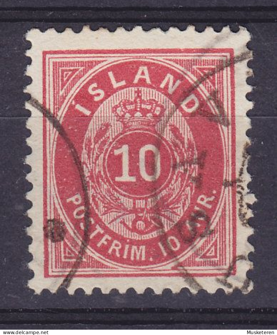 Iceland 1897 Mi. 8B , 10 Aur Ziffer Mit Krone Im Oval ERROR Variety HUSAVIK Cds. REYKJAVIK Perf. 12 3/4 (o) (2 Scans) - Gebraucht