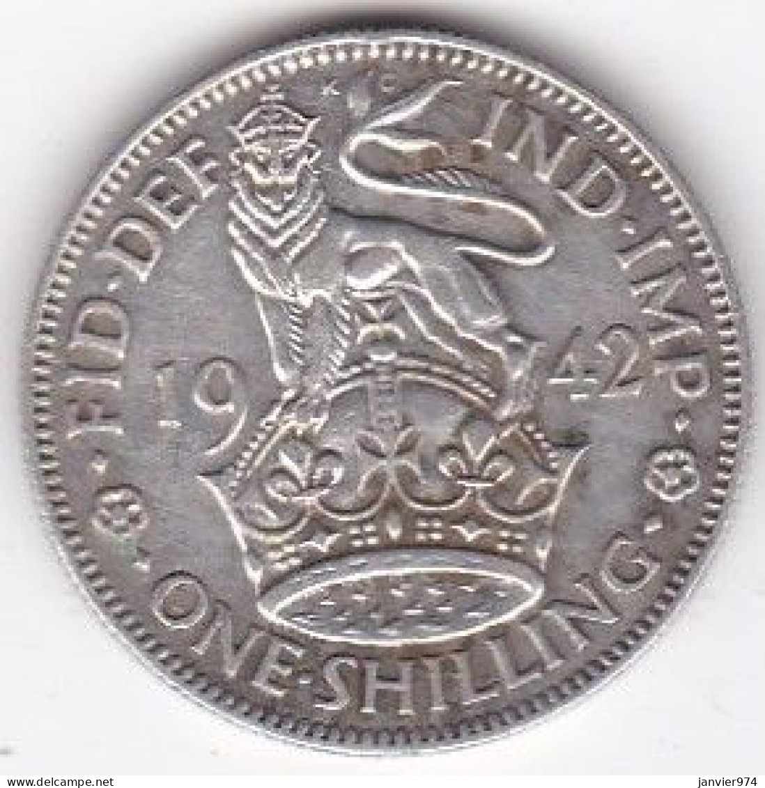 Grande Bretagne 1 Shilling 1942 George VI , En Argent, KM# 853 - I. 1 Shilling