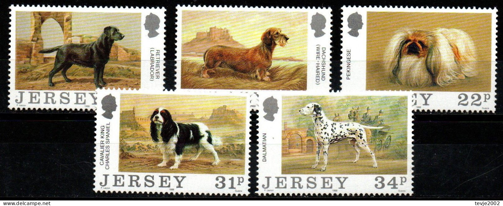 Jersey 1988 - Mi.Nr. 430 - 434 - Postfrisch MNH - Tiere Animals Hunde Dogs - Honden