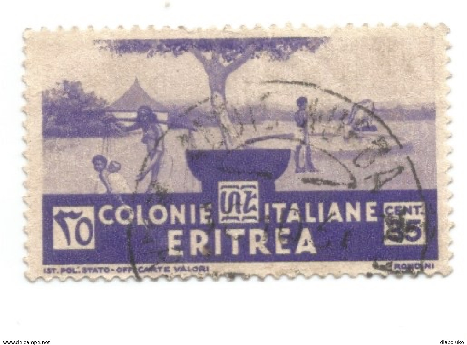 (COLONIE E POSSEDIMENTI) 1933, ERITREA, SOGGETTI AFRICANI, 35c - 1 Francobollo Usato (CAT. SASSONE N.208) - Erythrée